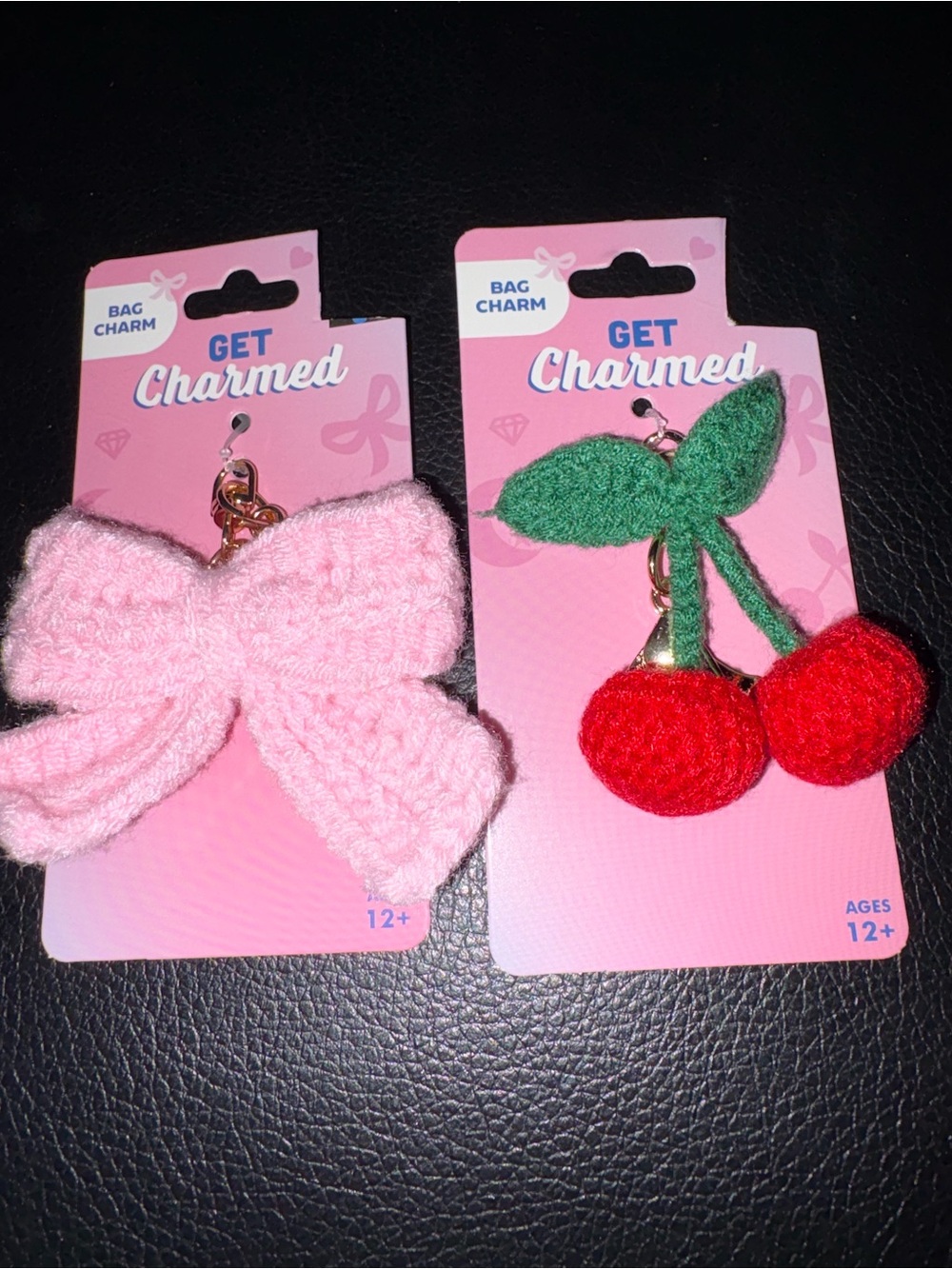 Get Charmed Pink Bow and Red Cherry Bag Charms